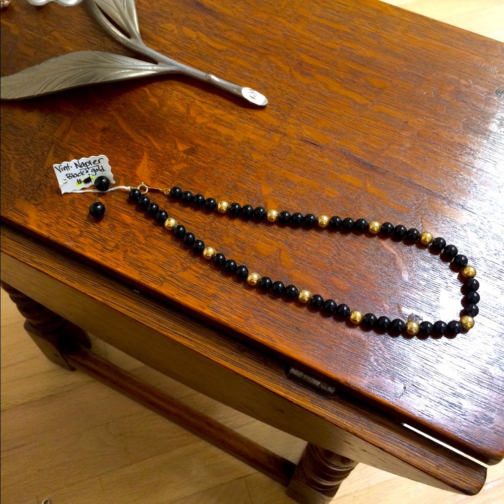 Napier black & gold bead necklace